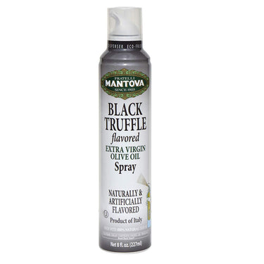 Mantova Black Truffle Flavored Extra Virgin Olive Oil Spray, heart-healthy cooking spray perfect for salads and pasta sauces, 100% natural cooking oil made in Italy, olive oil dispenser bottle sprays, drips, or streams with no waste, 8 oz